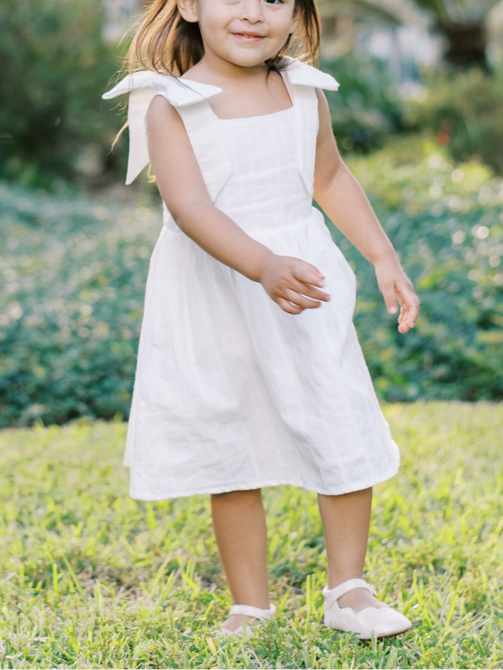 Floraison Lane Elizabeth Flower Girl Dress White Bow Shoulder Sundress 2T 3T